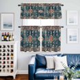 thumbnail image 2 of Bohemian Floral Kitchen Curtains Valances and Tiers Set of 3 Green Red Traditional Ethnic Flower Mottled Tier Curtains and Valance with Rod Pocket for Small Windows, 27.5"x24", 2 of 9