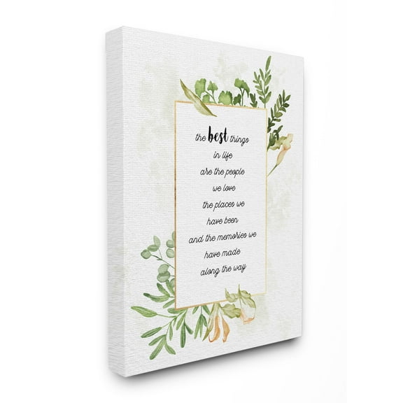 Stupell Industries The Best Things Green Gold Watercolor Inspirational Word Design Canvas Wall Art by Ziwei Li