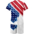 thumbnail image 4 of Mikilon Mens Trendy Outfits 2-Piece Set 3d Unlocalized American Flag Printed Shorts Set Round Neck Short Sleeve T-Shirt Elastic Waist Shorts 2 Piece Set White-C L, 4 of 5
