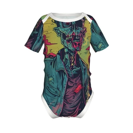 

Junzan Neon Zombie Skull Print Short-Sleeve Baby Climbing Clothes Bodysuits for Infant One-Piece for Baby Boys & Girls Baby Clothes Baby Romper with Snap Closure-9M