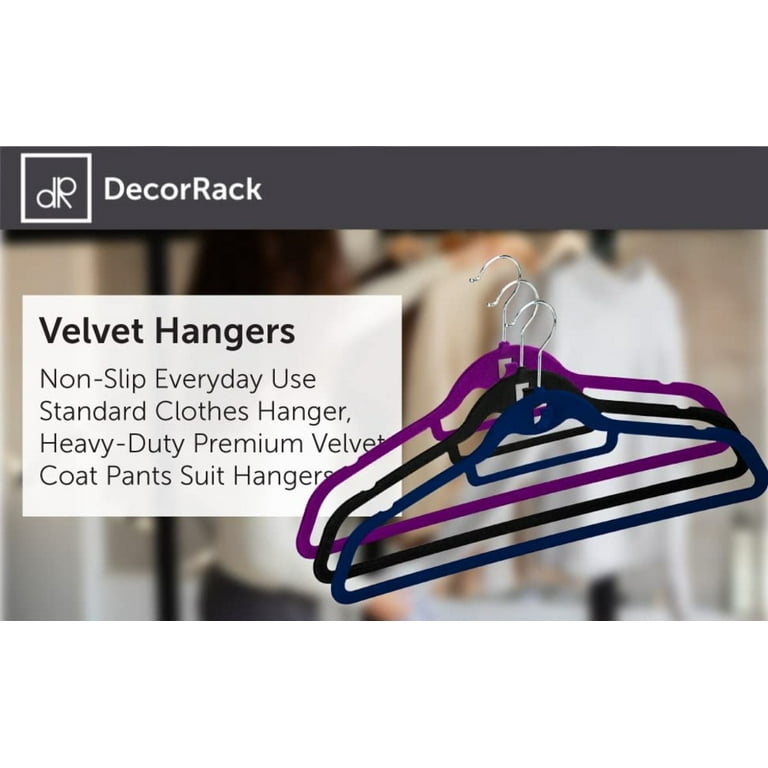 Decorrack Non Slip Velvet Clothing Hangers, 10 Pack, Navy Blue