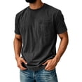 thumbnail image 2 of Qwertyu Men's Cotton T-Shirts Heavy Loose Fit Vintage Washed Tee Unisex Short Sleeve Casual Tee Tops with Pocket Black L, 2 of 5