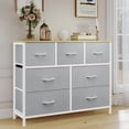 thumbnail image 3 of MCQ 7 Fabric Drawers, TV Cabinet Sideboard with 7 Fabric Drawers, Drawer Cabinet, Organization Furniture for Kitchen, Office, Hallway, Gray, 3 of 8