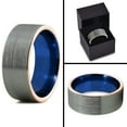 thumbnail image 3 of P. Manoukian Tungsten Wedding Band Ring 10mm for Men Women Blue 18k Rose Gold Plated Flat Cut Brushed Polished Lifetime Guarantee Size 13, 3 of 3