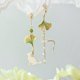 thumbnail image 2 of Pendientes asimétricos, pendientes de perlas de flores de gato verdes y piedras preciosas largas LingWen 9024719148403, 2 of 5