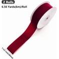 thumbnail image 2 of 2 rollos de cinta de terciopelo rojo oscuro de 13,12 yardas y 1,5 pulgadas, suave, ancha, color burdeos, vintage, lisa, de una sola cara, con carrete, 2 of 9