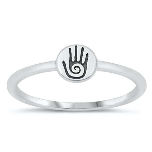 Hamsa Promise Swirl Peace Ring .925 Sterling Silver Band Jewelry Female Male Unisex Size 10
