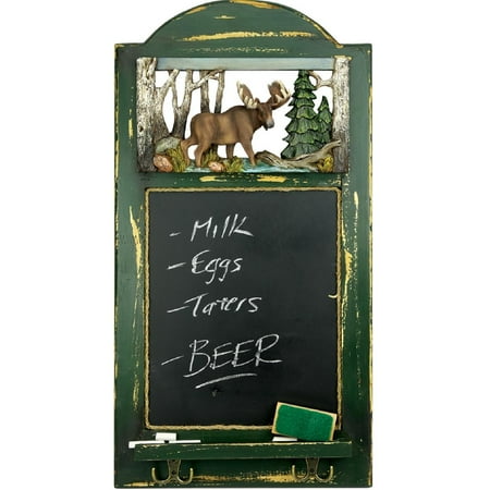 UPC: 0643323197509 | American Expeditions Rustic Wood Frame Country Moose Hanging Chalkboard with Hooks