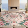 thumbnail image 2 of Design&I 6'x9' Washable Area Rug Vintage Medallion Garden Scrollwork Symmetrical Blossom Ornate Border for Dining Room, Under Table, Office, Snag-Free, 2 of 7
