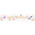 thumbnail image 2 of Floral Theme Happy Birthday Banner Butterfly Decoration Polyester Material for Birthday Party Kids Event Garden Celebration, 2 of 8