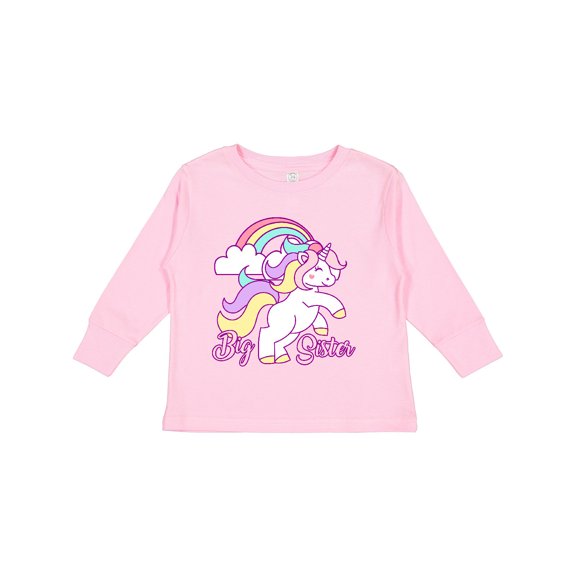 Inktastic Big Sister Unicorn Girls Long Sleeve Toddler T-Shirt