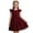 Wine, variant on Girls Lace Dress with Puff Sleeves Front Zipper Elegant Summer Casual Party Toddlers Clothes