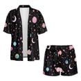 thumbnail image 4 of Xoenoiee Moon Star Universe Planet Print Two Piece Sets for Women Summer Lounge Sets 2026 Short Sleeve Shirts and Shorts Set Oversized Beachwear Matching Outfit, XL, 4 of 7