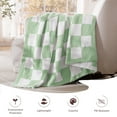 thumbnail image 4 of Exclusivo Mezcla Checkered Knit Throw Blanket, Ultra Soft Cozy Fluffy Checkerboard Blankets, Lightweight Fuzzy Plush Throw for Couch and Bed, Sage Green, 50"x60", 4 of 8