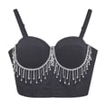thumbnail image 1 of Playeras,Blusas y Tops,Ropa para Mujer Camisetas sin mangas Sexy Deep V con forma incrustada y forma Sexy Hot Girl Nightclub Top (Black, L), 1 of 3