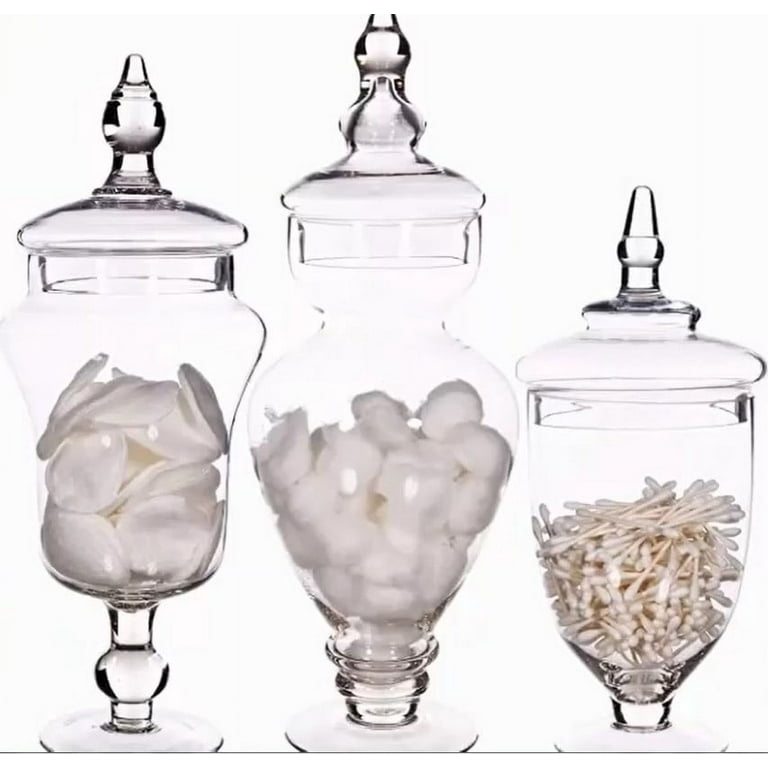 Set of 3 Glass Apothecary Candy Buffet Jar for Wedding and Home Decor
