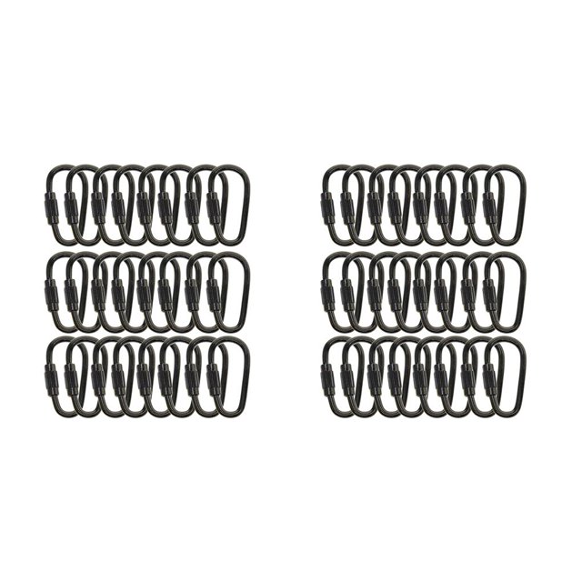 Bewildely 24 Piezas D Anillo Mosquetón de Bloqueo Llavero Mini Ganchos Mosquetones Clips Llavero Negro 2piezas
