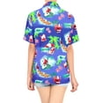 thumbnail image 2 of LA LEELA Women's Beach Funny Santa Claus Party Holiday Blouse Shirt Tops Button Down Hawaiian Christmas Tree Dresses for Women XXL Xmas Gifts, Blue, 2 of 5