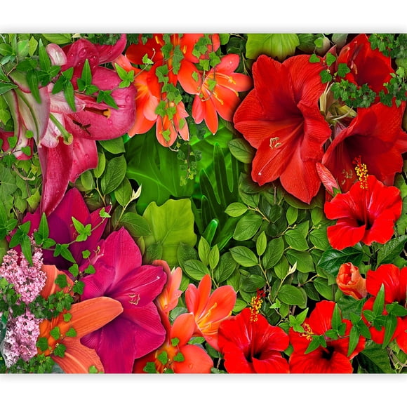 artgeist Wall Mural Flowers 118x83 in - XXL Non-Woven Wallpaper Fleece Wall Decor Photo Print Picture Image Design Home Red Green b-C-0360-a-a