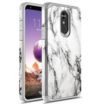 LG Stylo 4 Case, LG Stylo 4 Plus Case, Rosebono Slim Hybrid Dual Layer Shockproof Hard Cover Graphic Fashion Cute Colorful Silicone Skin Cover Armor Case for LG Stylo 4+ (White Marble)