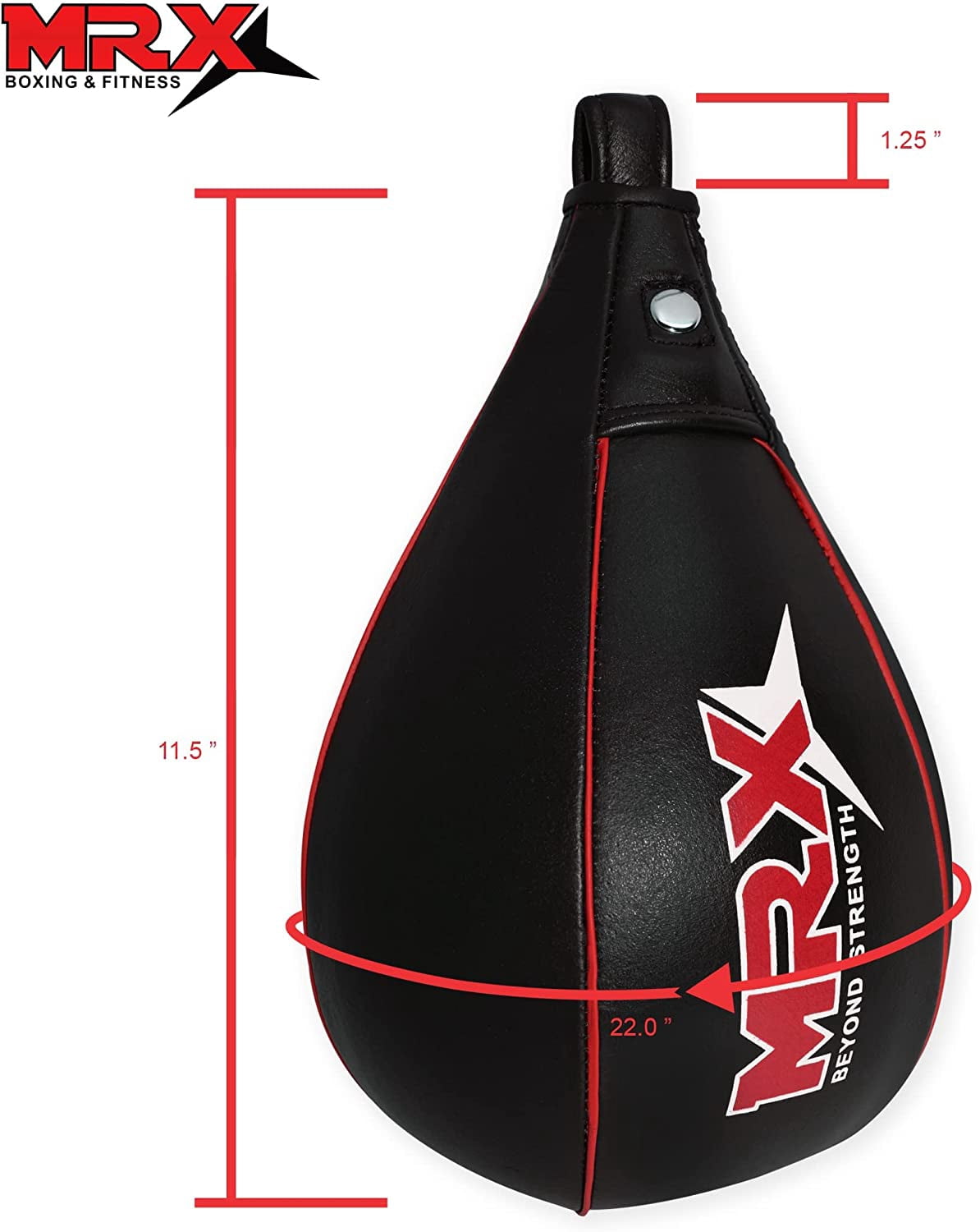 MRX Speed Punching Bags Genuine Leather MMA Training Speed Bag Muay Thai SpeedKills Punching, Dodge Striking Bag for Workout Pro Boxing Bag for Home Gym Kids, Men, Women Full Black Red