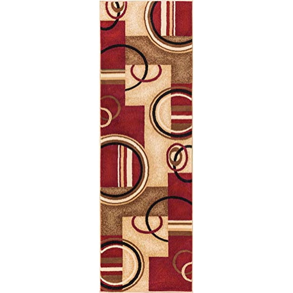 Well Woven Barclay Arcs & Shapes Red Modern Geometric Area Rug 2'7'' X 9'6'' Runner