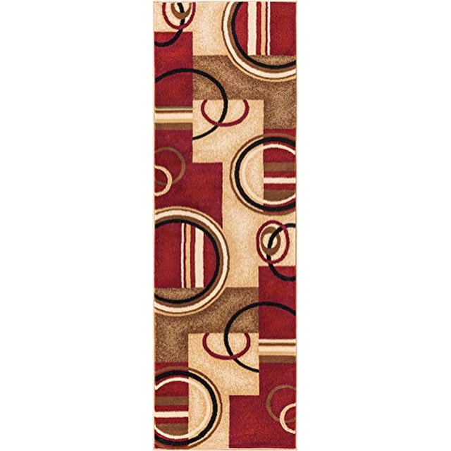 Well Woven Barclay Arcs & Shapes Red Modern Geometric Area Rug 2'7'' X 9'6'' Runner