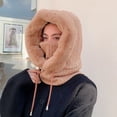 thumbnail image 3 of Sudadera con capucha de moda de invierno para mujer, gorro cálido de viaje, protección para las orejas, cuello de felpa integrado, gorro Baotou a prueba de frío y viento, 3 of 6