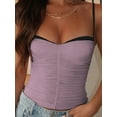 thumbnail image 4 of Mialoley Women Patchwork Camisoles Ruched Sleeveless Backless Tank Tops Summer Vests Crop Tops Streetwear, 4 of 8