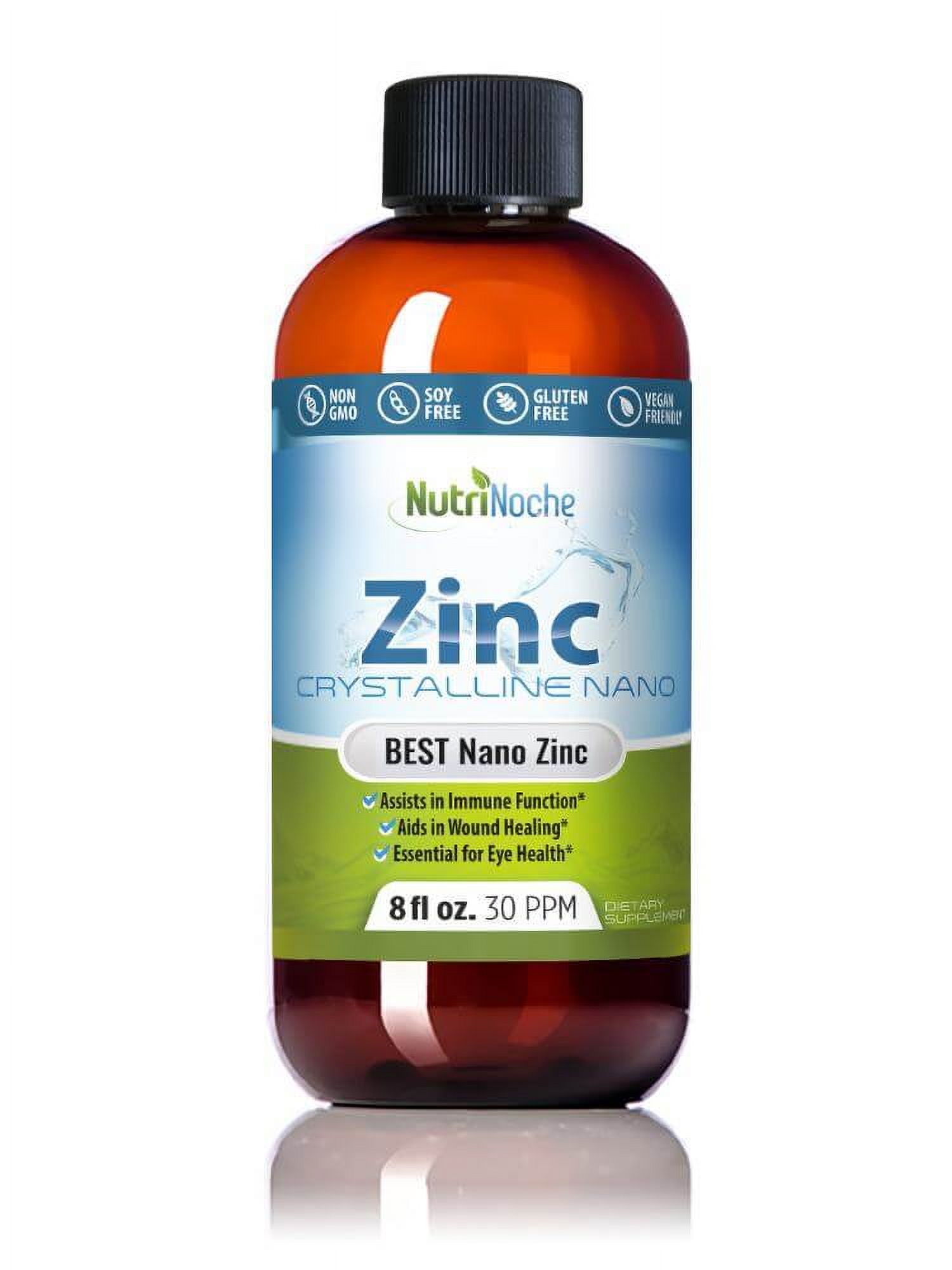 NutriNoche Liquid Zinc 99.99% Ultra Pure Crystalline Nano Zinc Particles 8 Ounce