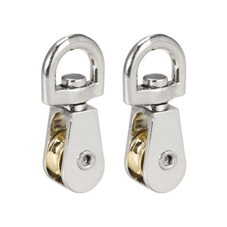 Lifting Crane Swivel Hook Single Pulley Block Hanging Wire Towing Wheel Zinc Alloy, 2pcs