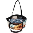 thumbnail image 5 of Fish Canvas Leather Mix Tote Bag with Twill, Sponge, Jeanette Material, 30x10.5x39cm Size, 5 of 5