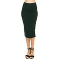 thumbnail image 2 of A2Y Women's Basic Solid Ponte Longline Techno Span High Waist Long Skirt Deep Green S, 2 of 3