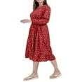 thumbnail image 3 of Robes Assorties pour Maman et Moi Col Rond Manches Longues Taille Haute Imprimé à Pois Robe Longue à Volants avec Ceinture pour Maman Enfants, 3 of 6