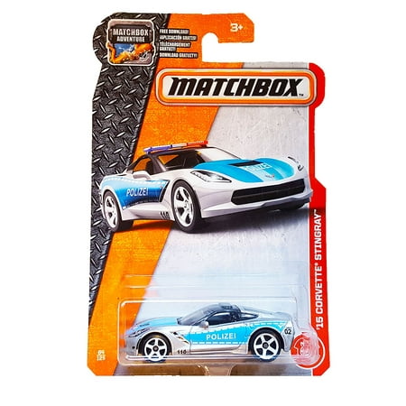 2017 '15 Corvette Stingray (Police Car) 64/125, Silver, 1:64 scaled die-cast police car. By Matchbox From