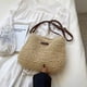 thumbnail image 5 of Bolso de paja para mujer | Bolsa de playa cruzada ajustable, beige marrón, espacioso bolso de verano de 11,4"x9" • Material de papel ligero • Viajes, uso diario y de oficina, 5 of 8