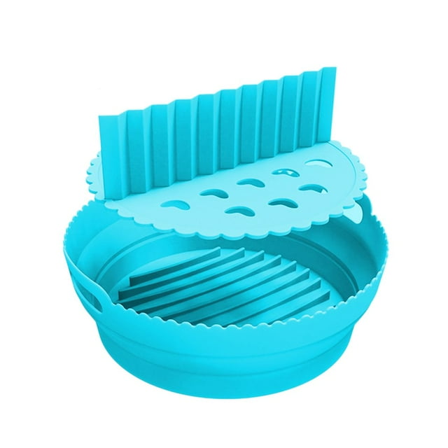 POINTERTECK Fryer Baking Pan Odor-free Anti-Deformed High Temperature Resistance Foldable Bakeware Solid Color Air-Fryer Silicone Pot Pan for Kitchen