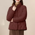 thumbnail image 4 of ZHOGXU Women's Coat Long Sleeve Stand Collar Solid Color Button Thickened Comfortable Stylish Jacket For Casual Daily Wear Watermelon Red Xl, 4 of 5