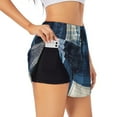 thumbnail image 3 of Lsque Indigo Patchwork Quilt Printed Women's Running Shorts with Liner Pockets,Elastic Quick Dry Workout Athletic Gym Yoga Shorts,Womens High Waist Shorts-Medium, 3 of 9