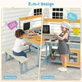 thumbnail image 5 of Costway Mud Kitchen with Kids Picnic Table Built-in Bench Blackboard Water Box Sink, 5 of 10