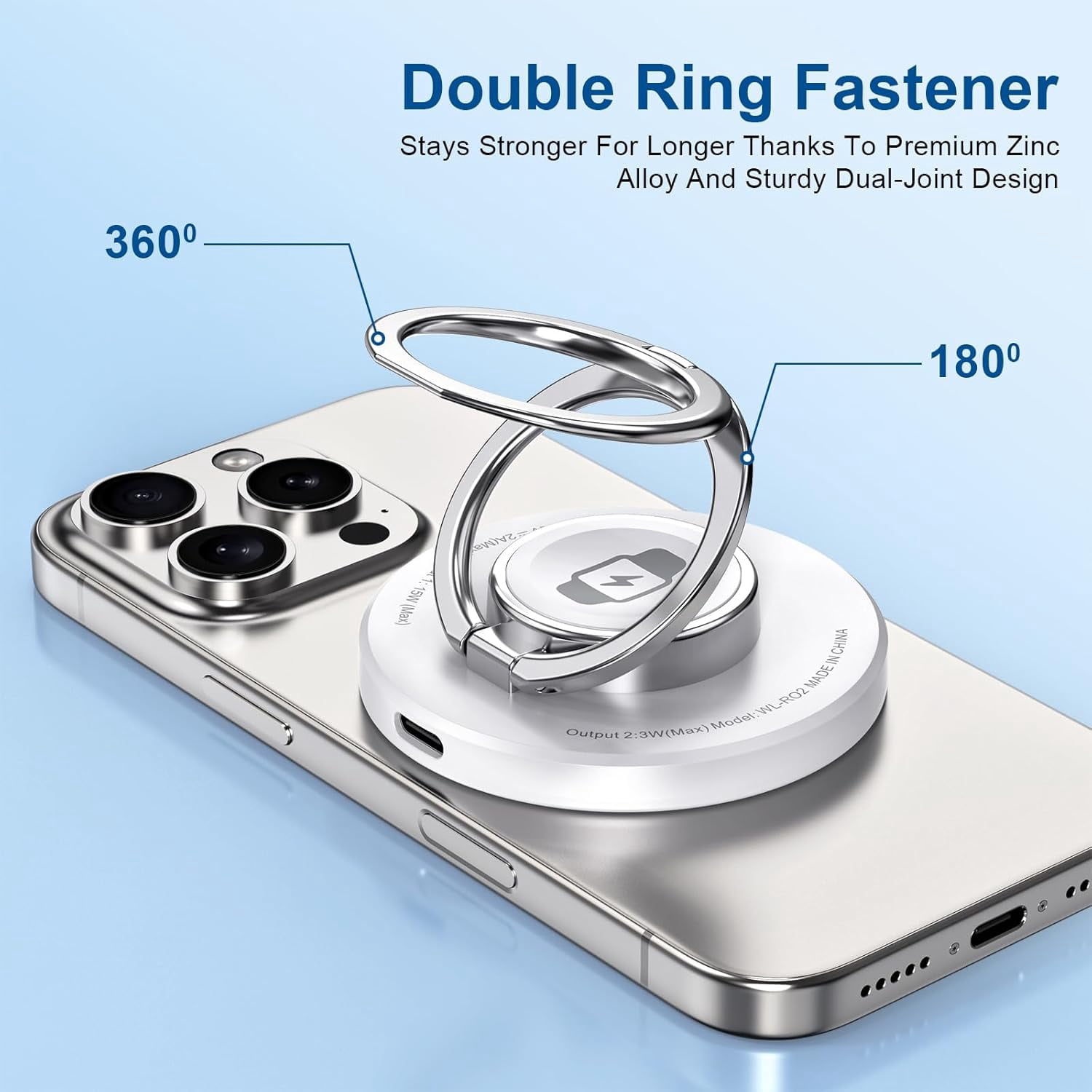 Double Phone Ring Magnetic Charging Holder | Wireless Charging Phone Ring Stand | 3-in-1 Charging Station for Apple Devices | Multi-Device Travel Charger for iPhone, AirPods & Apple Watch (white)
