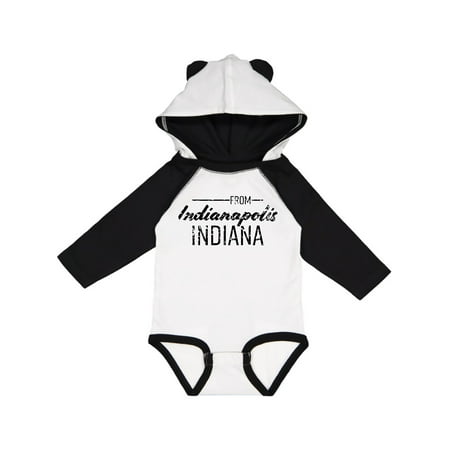 

Inktastic From Indianapolis Indiana in Black Distressed Text Gift Baby Boy or Baby Girl Long Sleeve Bodysuit