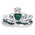 thumbnail image 2 of LaRaso & Co Simulated Green Emerald CZ Wedding Engagement Ring Set 8, 2 of 4