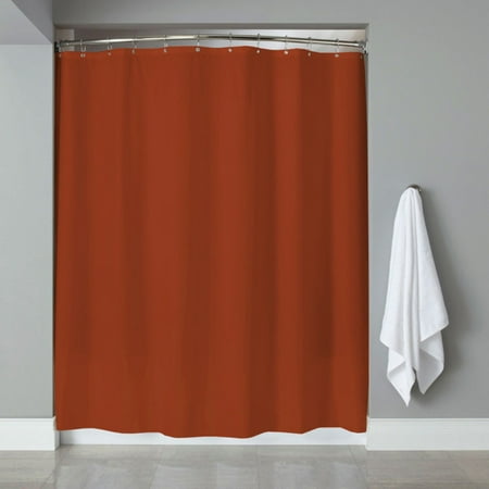Red Sea Bamboo Ring - Sweet Home Collection Vinyl Shower Curtain Liner and Chrome Roller Hook Set