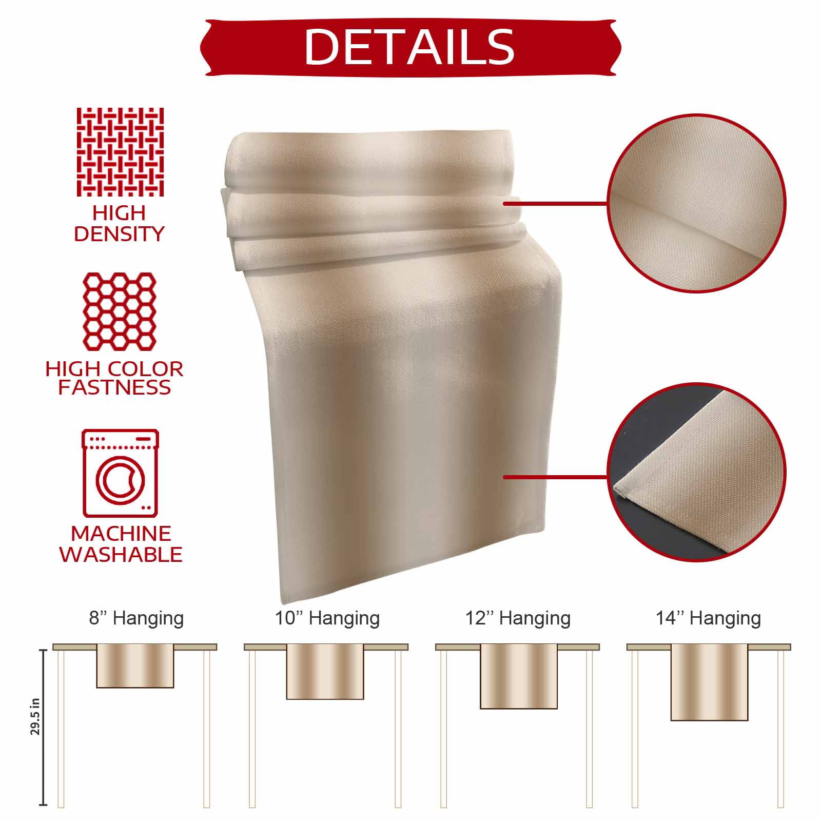 Khaki Ombre Table Runner 70 Inches Long,Modern Abstract Art Farmhouse Gradient Cotton Linen Table Runners Dresser Scarves,Decorative Tabletop Scarf Furniture Cover for Home Dinner Party 13"x70"