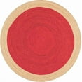 thumbnail image 2 of 2 Ft Round Red Jute Area Rug | Handmade | Solid Farmhouse Design | Natural Jute Rug for Living Room | Dining Room | Bedroom | Kitchen | Hallway | Entryway, 2 of 5