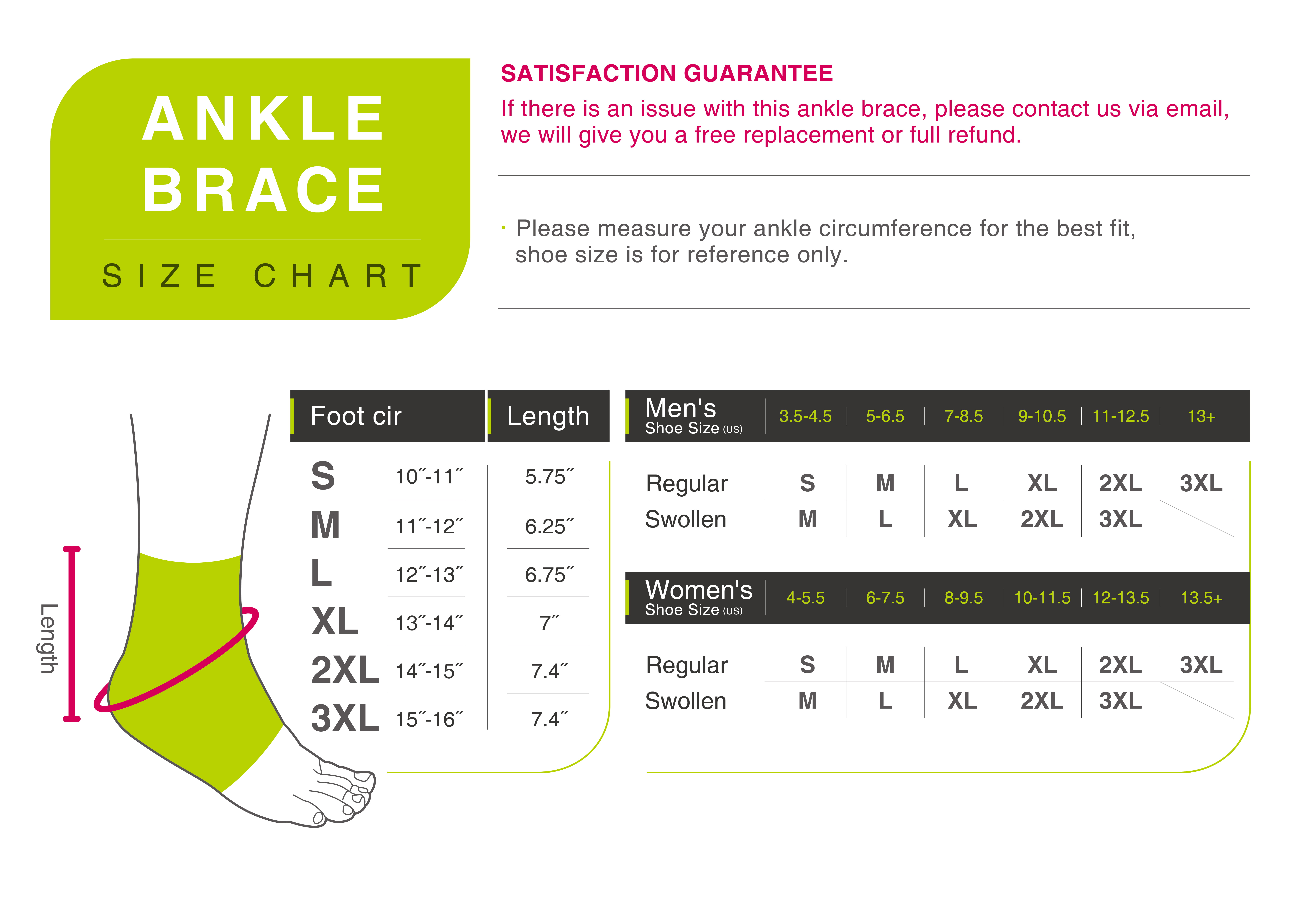 Trilok Ankle Brace Size Chart