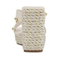 thumbnail image 5 of Nine West Pipa 3 White Slip On Rounded Toe Multi Strap Embellished Wedge Sandals (White, 7.5), 5 of 5