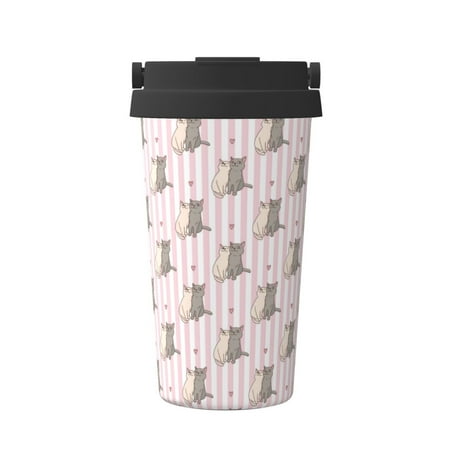 

Matuu Heart Cat for Insulated Coffee Mug Reusable Travel Coffee Cup Spill Proof 16oz Stainless Steel Coffee Cups for Hot/Ice Coffee Tea