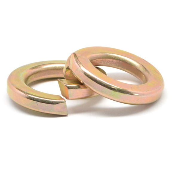 1/4" Grade 8 Regular Split Lockwasher Alloy Steel Yellow Zinc Plated Pk 500